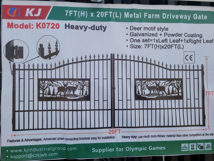 (1)-kj-7ft-x-20ft-metal-farm-driveway-gate-(deer-motif-style)-image-2