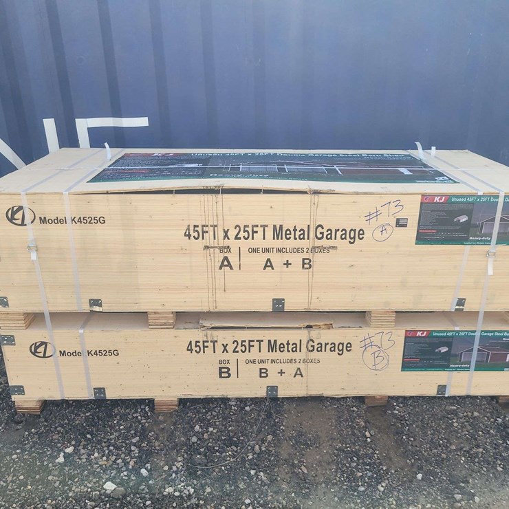 (1) KJ Double Garage Steel Barn Shed Model: K4525G