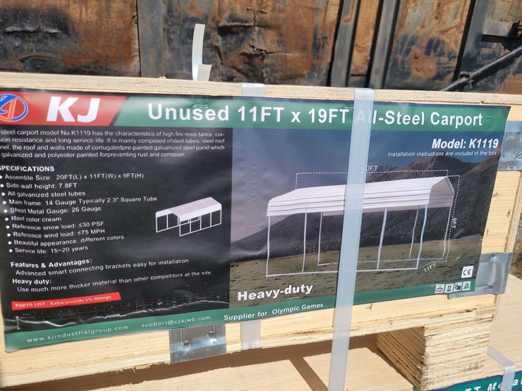 (1)-kj-11ft-x-19ft-x-9ft-all-steel-carport-model:-k1119-image-2