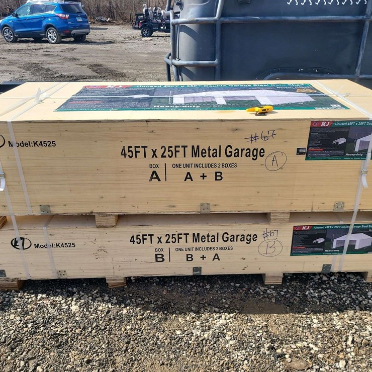 (1) KJ Double Garage Steel Barn Shed Model: K4525