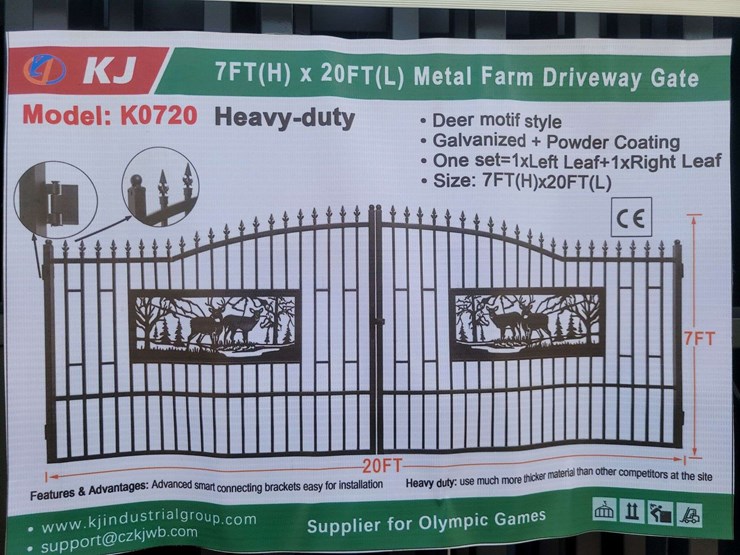 (1)-kj-7ft-x-20ft-metal-farm-driveway-gate-(deer-motif-style)-image-2
