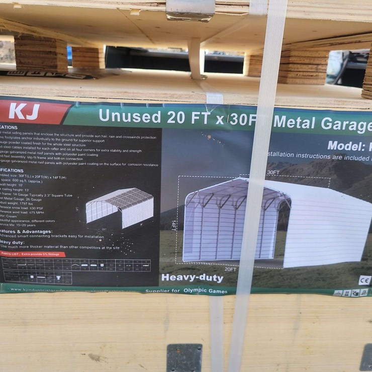 (1) KJ 20Ft x 30Ft Metal Garage Model: K2030