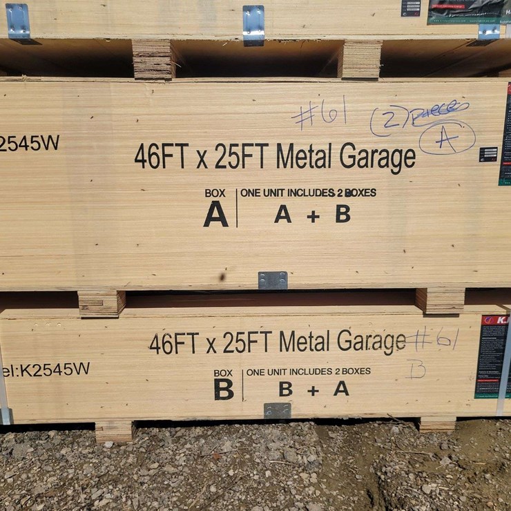 (1) KJ 46Ft x 25Ft Metal Garage Model: K2545W (2 boxes A&B)
