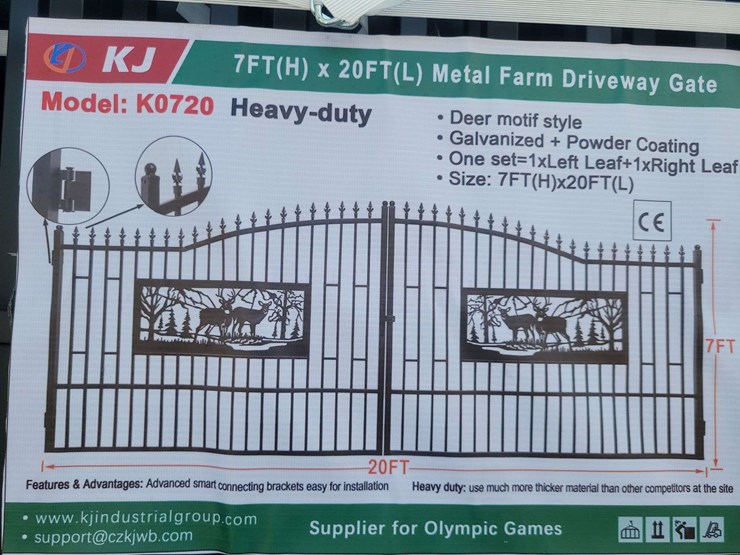 (1)-kj-7ft-x-20ft-metal-farm-driveway-gate-(deer-motif-style)-image-2