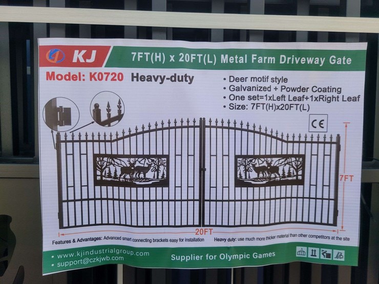 (1)-kj-7ft-x-20ft-metal-farm-driveway-gate-(deer-motif-style)-image-2