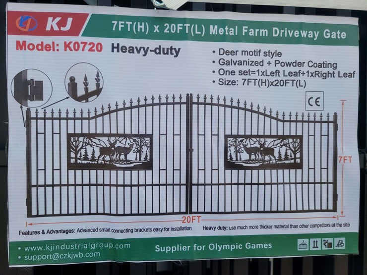 (1)-kj-7ft-x-20ft-metal-farm-driveway-gate-(deer-motif-style)-image-2