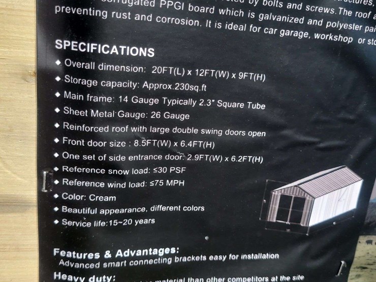 (1)-kj-12ft-x-20ft-single-garage-metal-shed-model:-k1220-image-3