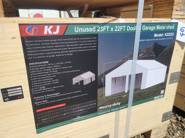 (1)-kj-23ft-x-22ft-double-garage-metal-shed-model:-k2223-image-2