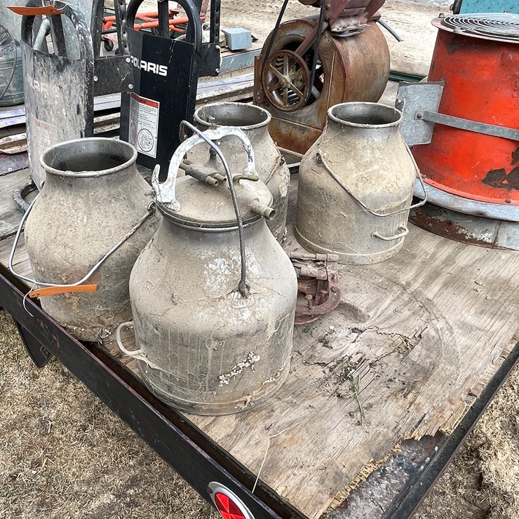 #7258 • (4) Stainless Steel Milk Cans