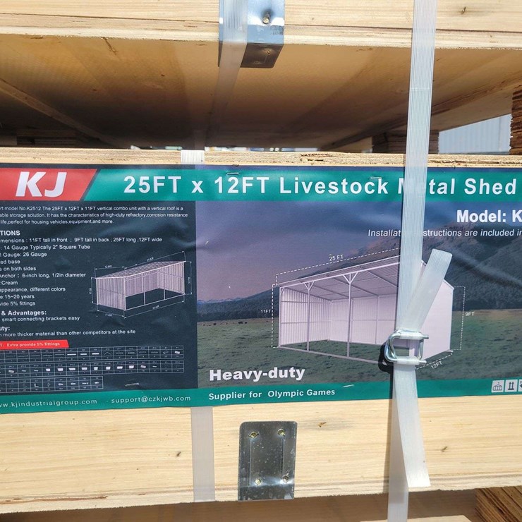 (1) KJ 25ft x 12ft Livestock Metal Shed Model: K2512