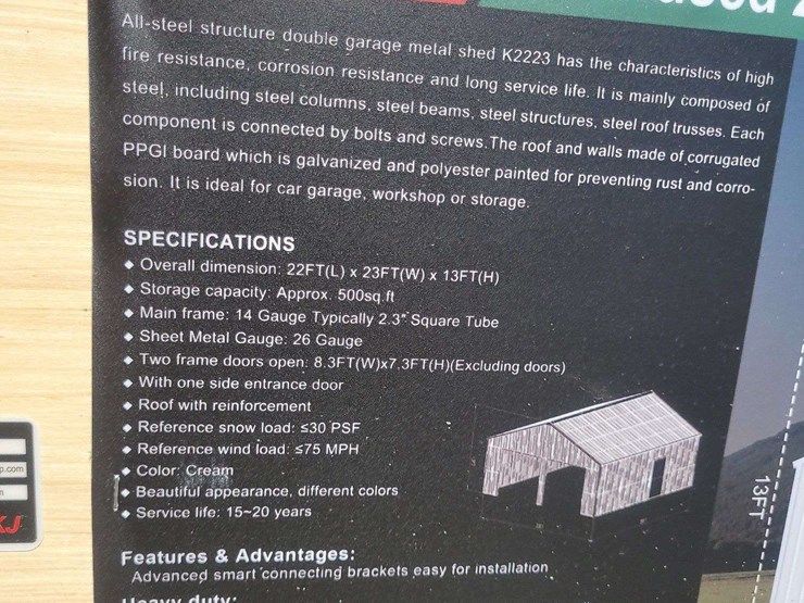 (1)-kj-23ft-x-22ft-double-garage-metal-shed-model:-k2223-image-3