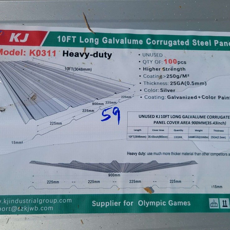 (100) 10Ft Long Galvalume Corrugated Steel Panel Model: K0311**(1) piece damaged**