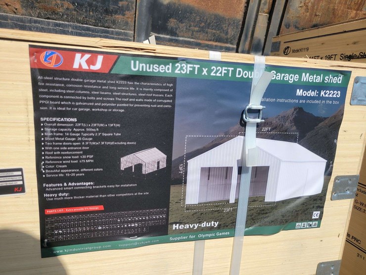 (1)-kj-23ft-x-22ft-double-garage-metal-shed-model:-k2223-image-2