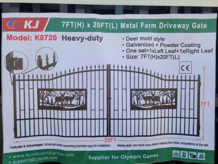 (1)-kj-7ft-x-20ft-metal-farm-driveway-gate-(deer-motif-style)-image-2
