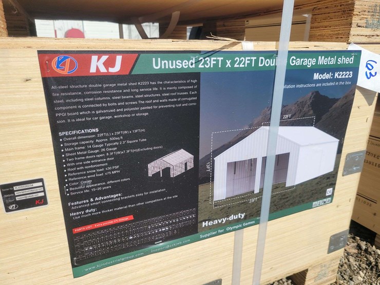 (1)-kj-23ft-x-22ft-double-garage-metal-shed-model:-k2223-image-1