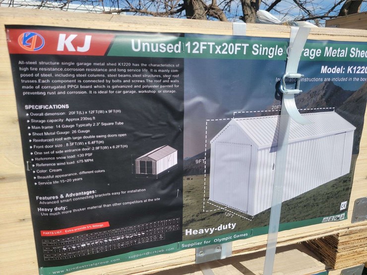 (1)-kj-12ft-x-20ft-single-garage-metal-shed-model:-k1220-image-2