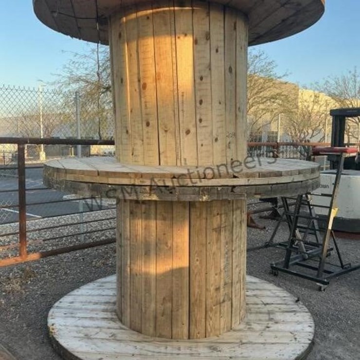 TWO LARGE WOODEN SPOOLS