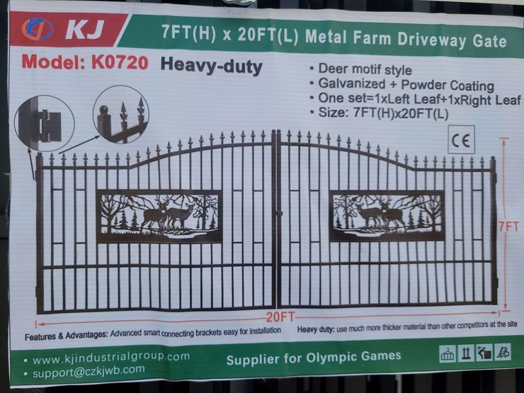 (1)-kj-7ft-x-20ft-metal-farm-driveway-gate-(deer-motif-style)-image-2