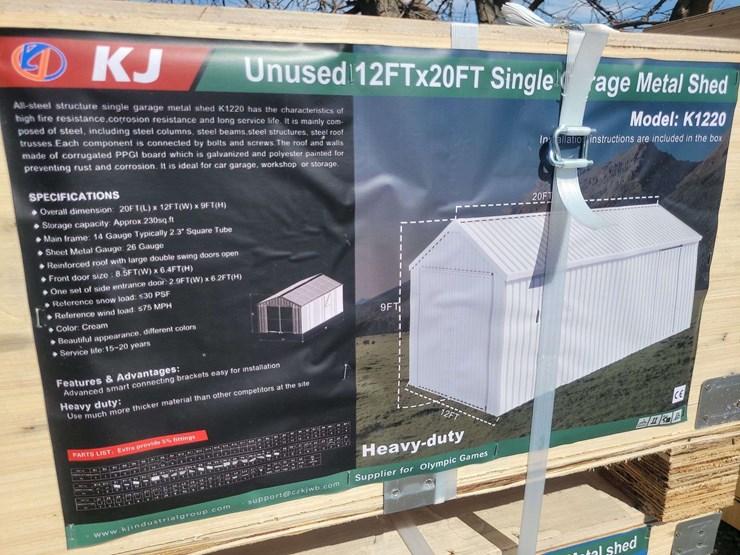 (1)-kj-12ft-x-20ft-single-garage-metal-shed-model:-k1220-image-1