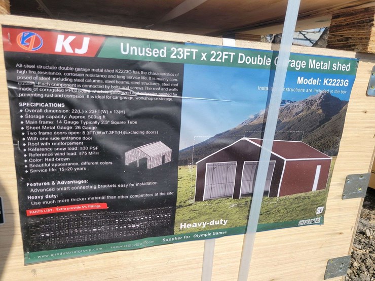 (1)-kj-23ft-x-22ft-double-garage-metal-shed-model:-k1220-image-1