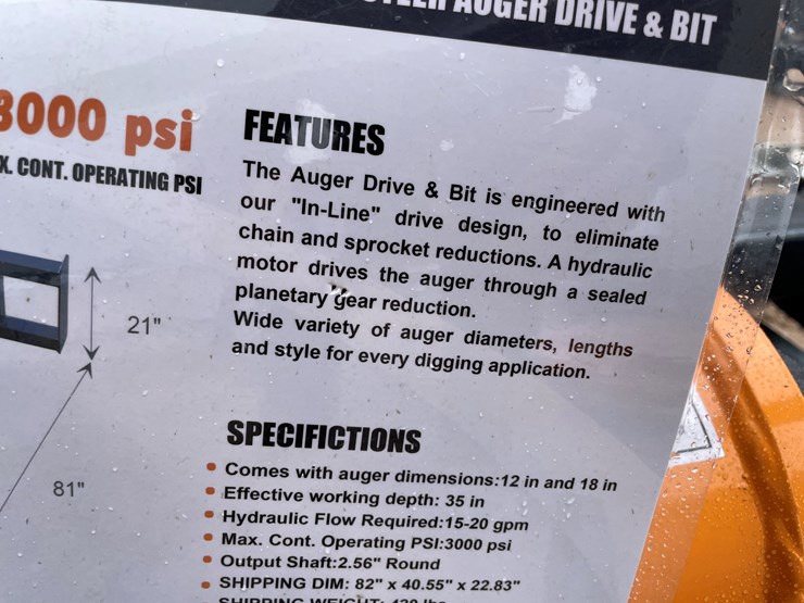 #4361-•-unused-2026-wolverine-skid-steer-auger-drive-and-bit-attachment-image-4