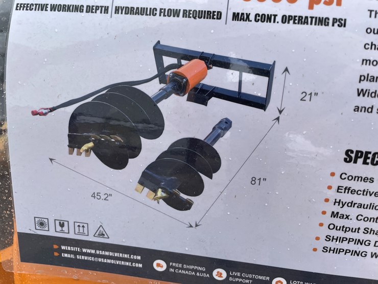 #4361-•-unused-2026-wolverine-skid-steer-auger-drive-and-bit-attachment-image-3