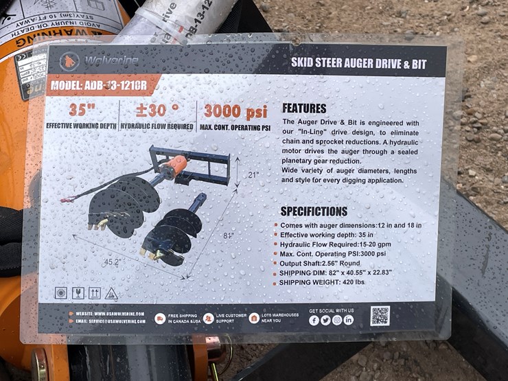 #4360-•-unused-2026-wolverine-skid-steer-auger-drive-and-bit-attachment-image-1