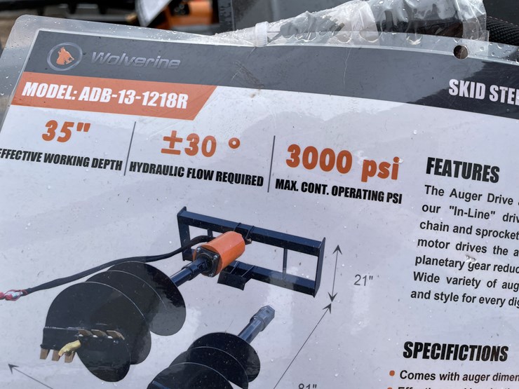 #4361-•-unused-2026-wolverine-skid-steer-auger-drive-and-bit-attachment-image-2