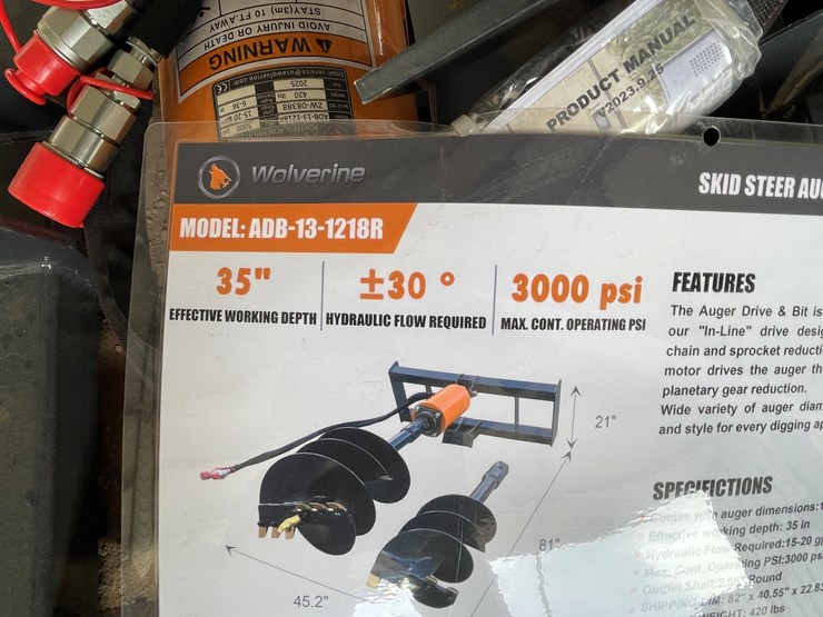 #4357-•-unused-2026-wolverine-skid-steer-auger-drive-and-bit-attachment-image-2