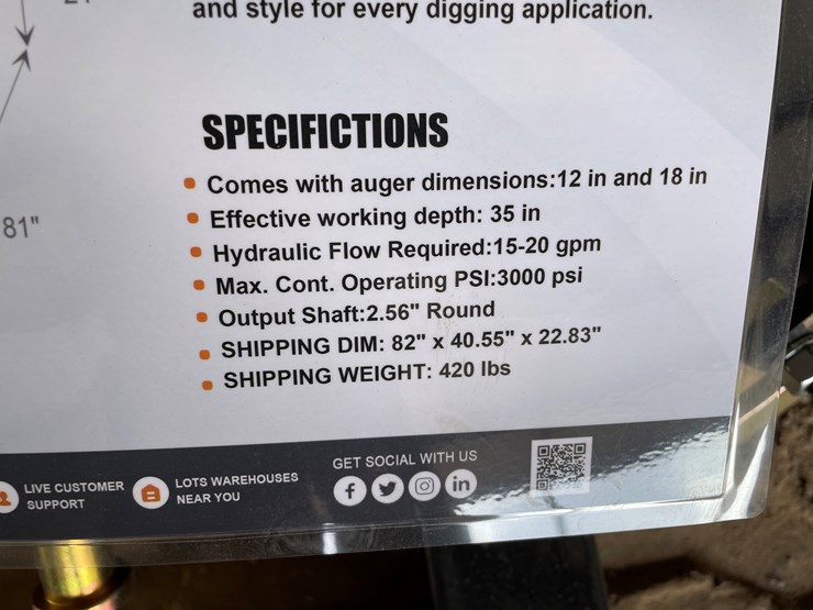 #4357-•-unused-2026-wolverine-skid-steer-auger-drive-and-bit-attachment-image-5