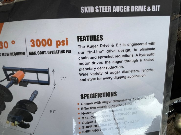 #4357-•-unused-2026-wolverine-skid-steer-auger-drive-and-bit-attachment-image-4