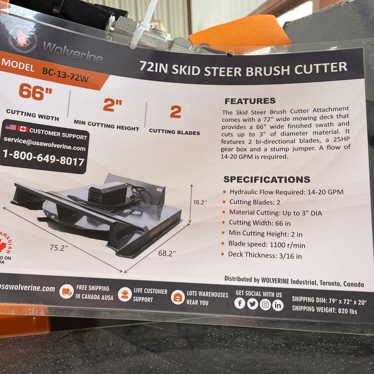 #4318 • Unused 2026 Wolverine Skid Steer Brush Cutter Attachment