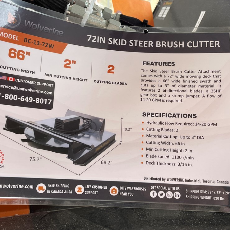 #4320 • Unused 2026 Wolverine Skid Steer Brush Cutter Attachment