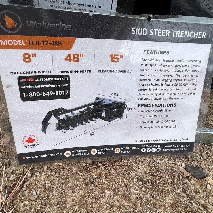 #4322 • Unused 2026 Wolverine Skid Steer Trencher Attachment