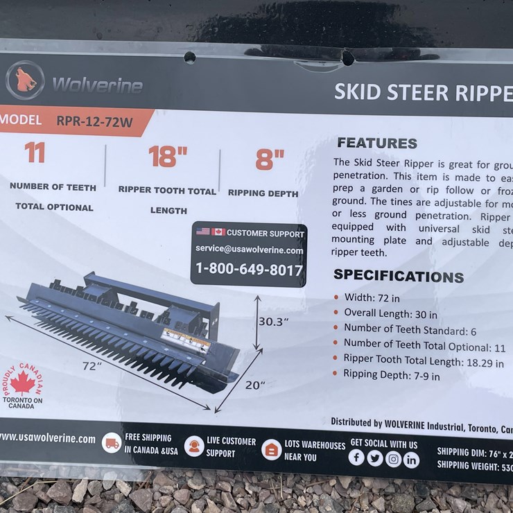 #4367 • Unused 2026 Wolverine Skid Steer Ripper Attachment