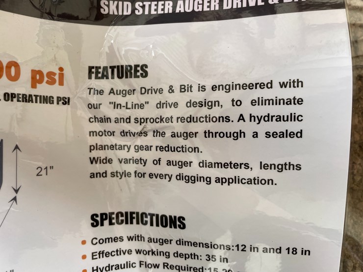 #4358-•-unused-2026-wolverine-skid-steer-auger-drive-and-bit-attachment-image-4