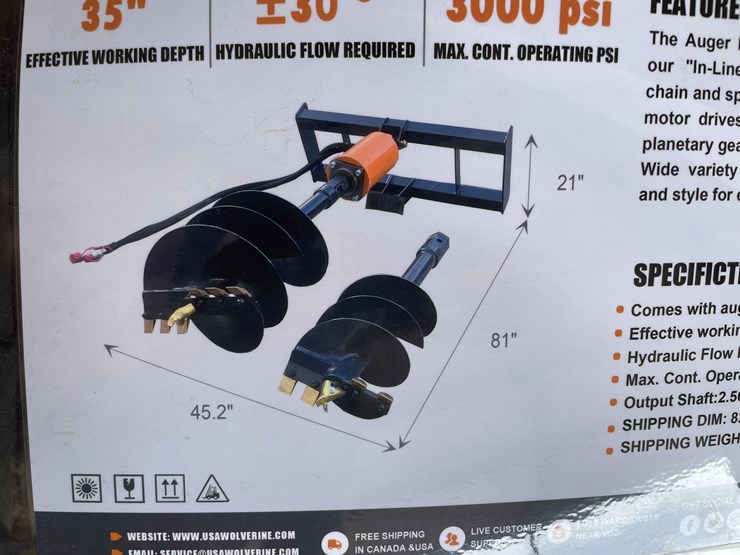 #4359-•-unused-2026-wolverine-skid-steer-auger-drive-and-bit-attachment-image-3