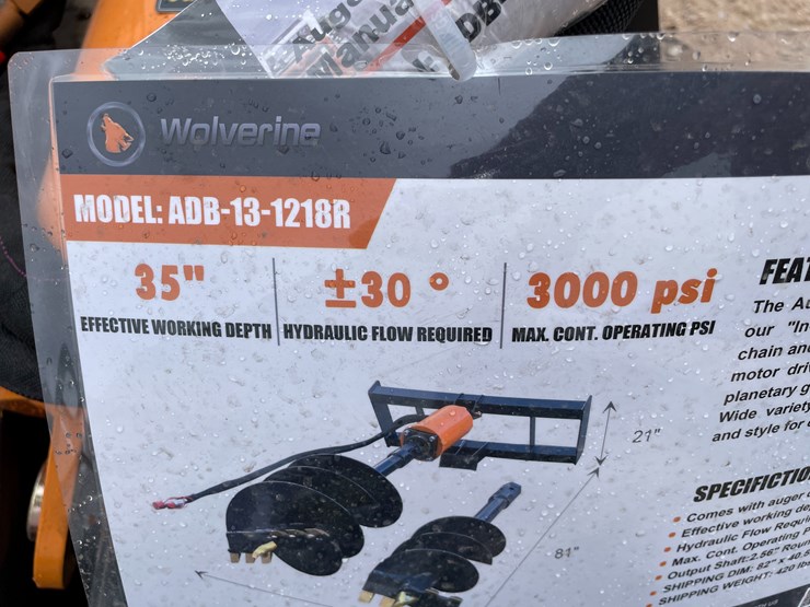 #4355-•-unused-2026-wolverine-skid-steer-auger-drive-and-bit-attachment-image-2