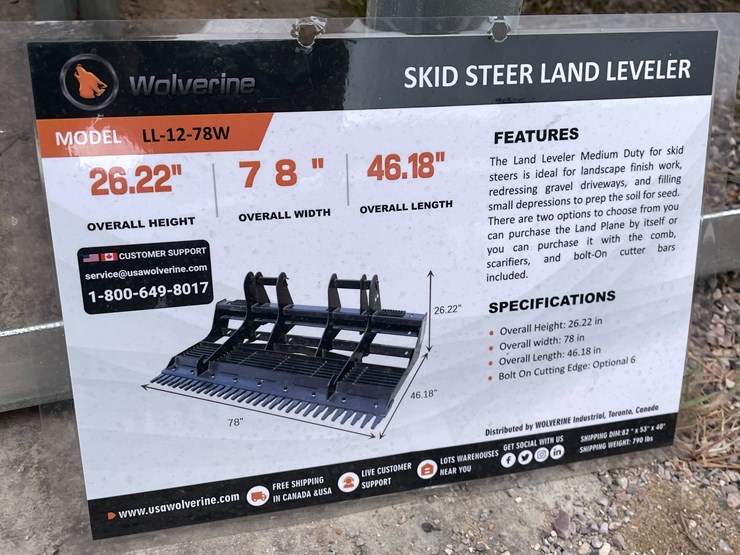 #4366-•-unused-2026-wolverine-skid-steer-land-leveler-attachment-image-1