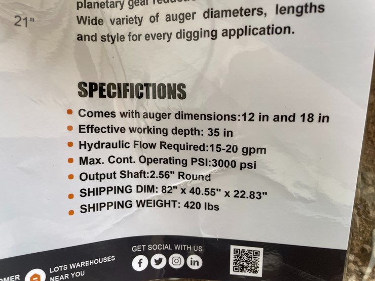 #4358-•-unused-2026-wolverine-skid-steer-auger-drive-and-bit-attachment-image-5