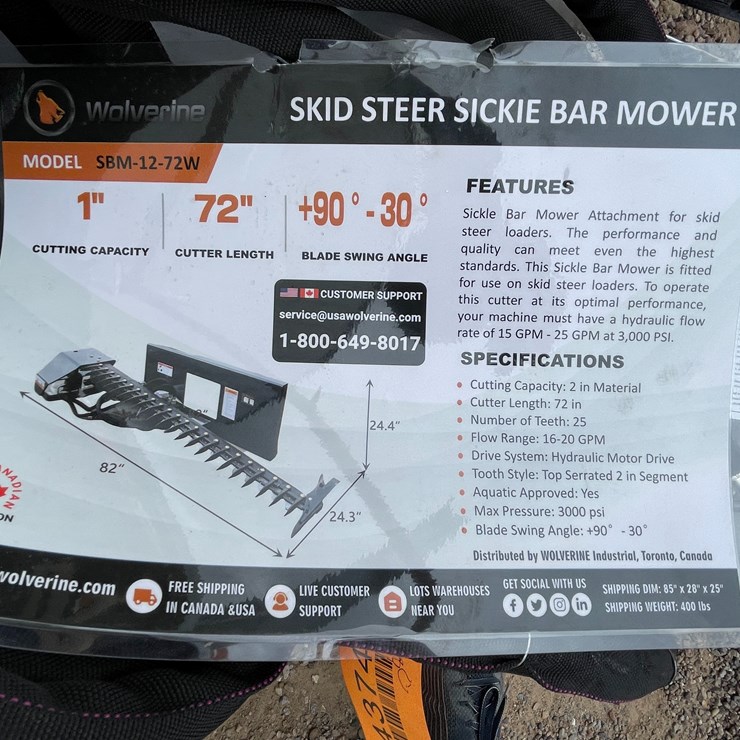 #4374 • Unused 2026 Wolverine Sickle Bar Mower Attachment