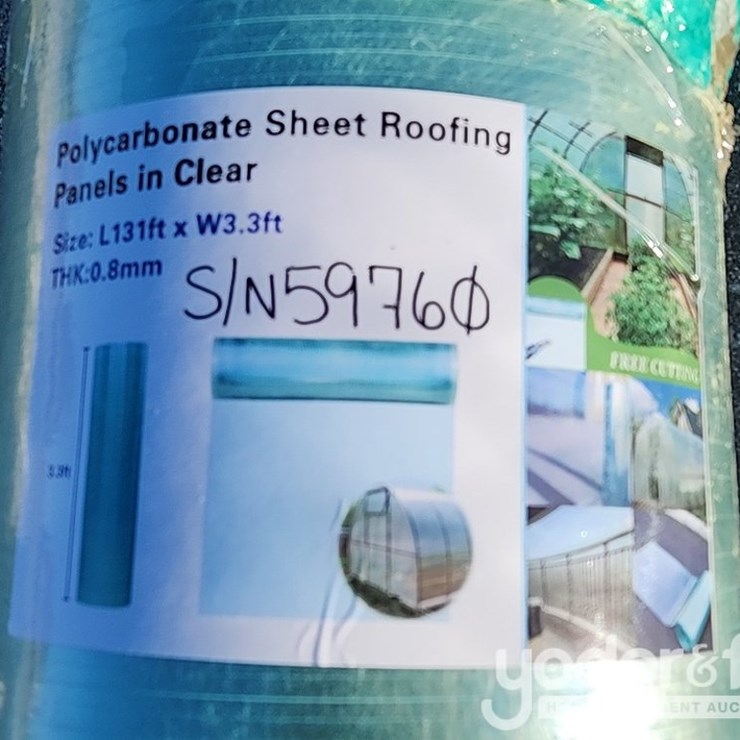 Unused Polycarbonate Sheet Roofing, 131' x 3.3'