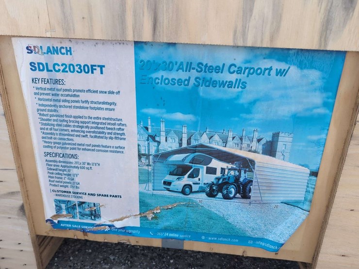 (1)-sdlaunch-sdlc2030ft---20'-x-30'-allsteel-carport-w/-enclosed-sidewalls-image-3