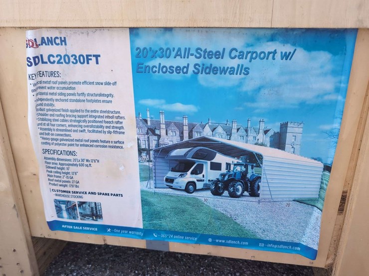 (1)-sdlaunch-sdlc2030ft---20'-x-30'-allsteel-carport-w/-enclosed-sidewalls-image-2