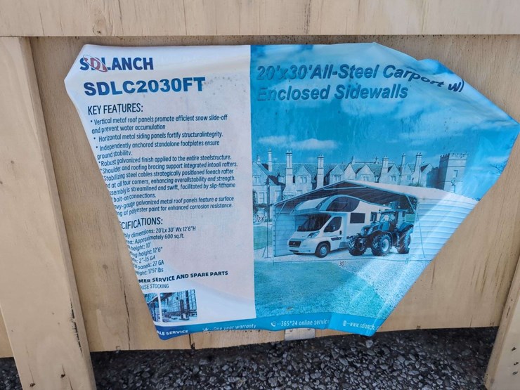 (1)-sdlaunch-sdlc2030ft---20'-x-30'-allsteel-carport-w/-enclosed-sidewalls-image-3