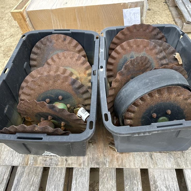 #44 • PALLET OF TOTES WITH JOHN DEERE NO TILL COULTERS