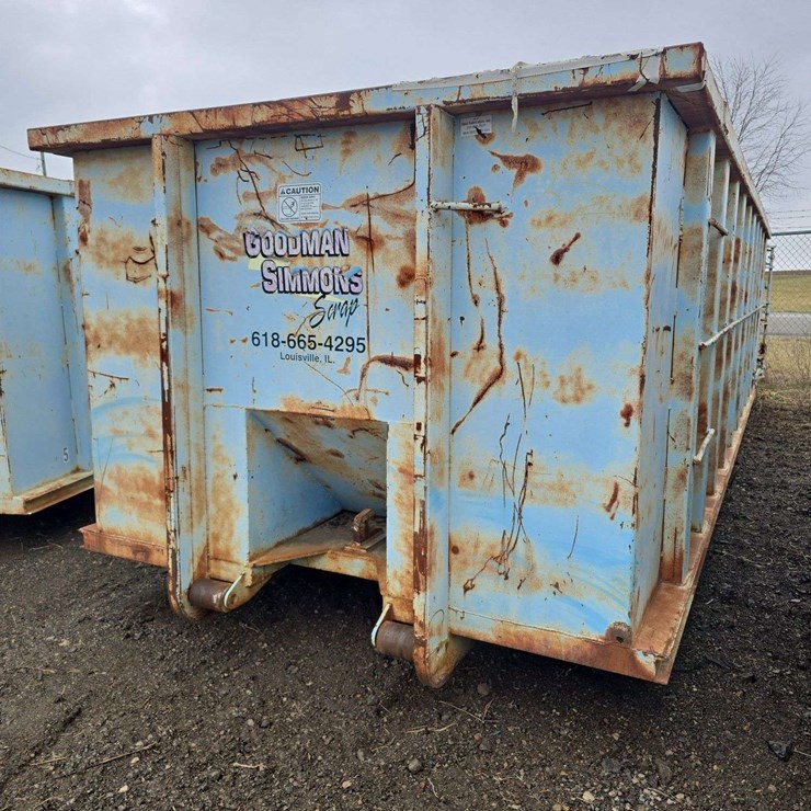 30 yard Roll off Dumpster, 5ft tall sides, 22ft long, with end opening door, HD Steel Floor, made out of T6 High Strength steel