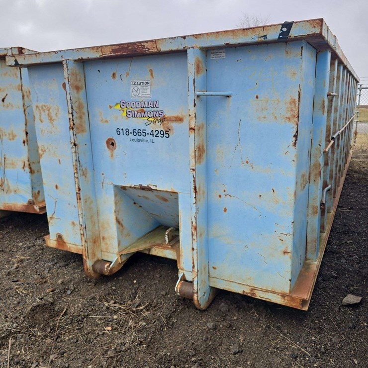 30 yard Roll off Dumpster, 5ft tall sides, 22ft long, with end opening door, HD Steel Floor, made out of T6 High Strength steel