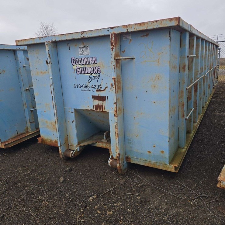 30 yard Roll off Dumpster, 5ft tall sides, 22ft long, with end opening door, HD Steel Floor, made out of T6 High Strength steel