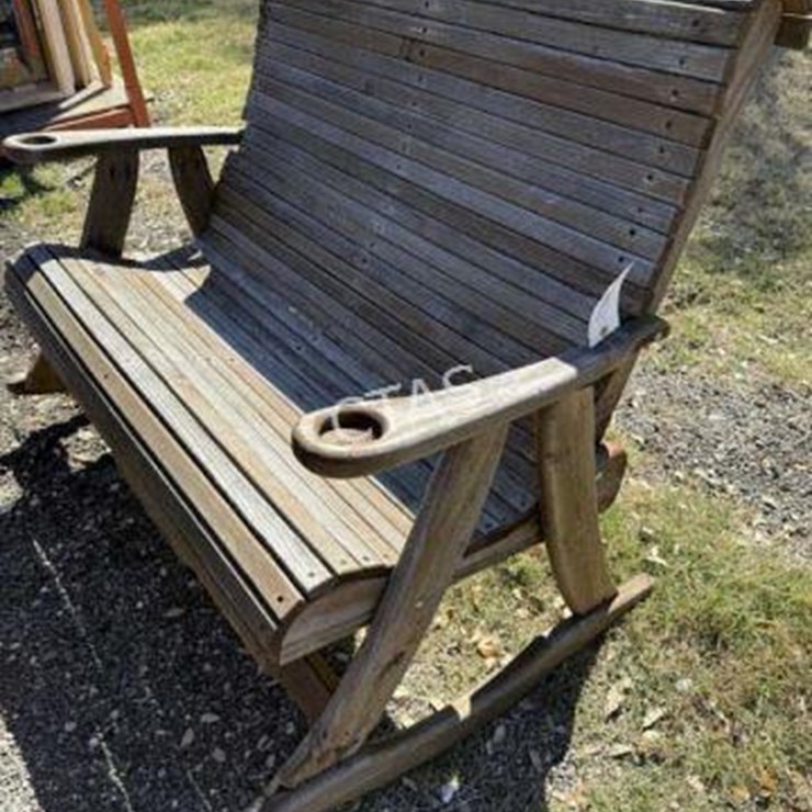 #141 • Wooden Patio Rocker Love Seat